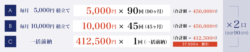 90万円コース（お支払方法を下記よりお選びいただけます。）